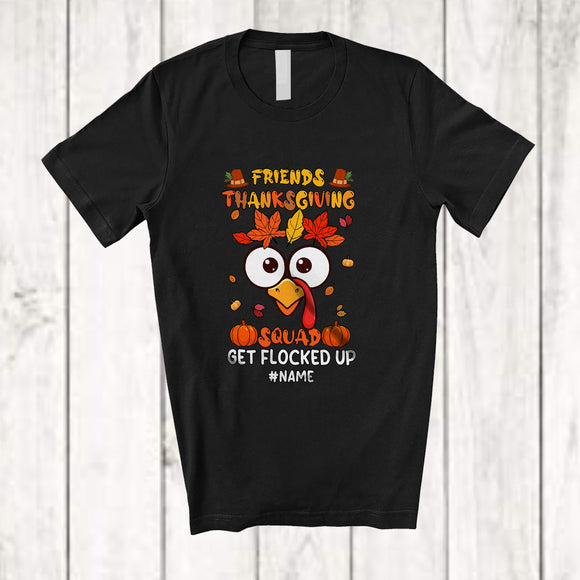 MacnyStore - Personalized Custom Name Friends Thanksgiving Squad; Adorable Turkey Face Fall Pumpkin; Family T-Shirt