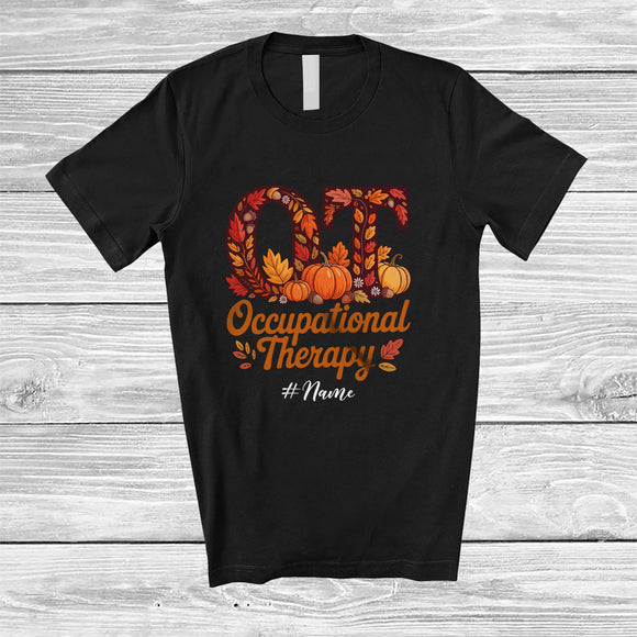 MacnyStore - Personalized Custom Name Occupational Therapy; Happy Thanksgiving Fall OT OTA Nurse T-Shirt