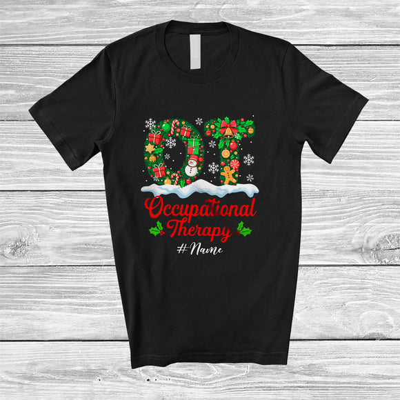 MacnyStore - Personalized Custom Name Occupational Therapy; Merry Christmas Winter OT OTA Nurse T-Shirt