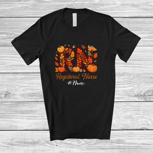 MacnyStore - Personalized Custom Name Registered Nurse; Happy Thanksgiving Fall RN Nurse Nursing T-Shirt