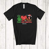 MacnyStore - Personalized Custom Name Peace Love Christmas; Adorable Leopard Heart Hand Sign Woman Santa T-Shirt