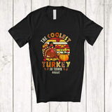 MacnyStore - Personalized Custom Name Coolest Turkey In Town; Happy Thanksgiving Vintage Retro Turkey Sunglasses T-Shirt