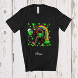 MacnyStore - Personalized Custom Name Bigfoot Drinking Beer; Humorous St. Patrick's Day Shamrock; Drunker T-Shirt