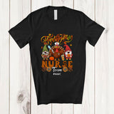MacnyStore - Personalized Custom Name Thanksgiving Nurse Team; Lovely Turkey Gnomes Proud Jobs Plaid T-Shirt