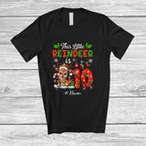 MacnyStore - Personalized Custom Name This Little Reindeer Is 10; Joyful 10th Birthday Christmas Family Group T-Shirt