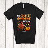 MacnyStore - Personalized Custom Name Coolest Turkey In Town; Happy Thanksgiving Pumpkin Turkey Sunglasses T-Shirt