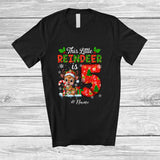 MacnyStore - Personalized Custom Name This Little Reindeer Is 5; Joyful 5th Birthday Christmas Family Group T-Shirt