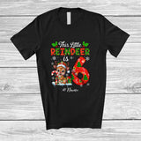 MacnyStore - Personalized Custom Name This Little Reindeer Is 6; Joyful 6th Birthday Christmas Family Group T-Shirt
