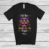 MacnyStore - Personalized Custom Name Let Shenanigans Begin; Lovely Mardi Gras Mask; Carnival Parades Group T-Shirt
