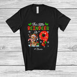 MacnyStore - Personalized Custom Name This Little Reindeer Is 9; Joyful 9th Birthday Christmas Family Group T-Shirt