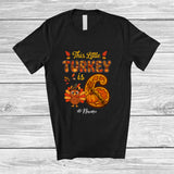 MacnyStore - Personalized Custom Name This Little Turkey Is 6; Joyful 6th Birthday Thanksgiving Fall Family T-Shirt