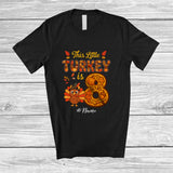 MacnyStore - Personalized Custom Name This Little Turkey Is 8; Joyful 8th Birthday Thanksgiving Fall Family T-Shirt
