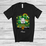 MacnyStore - Personalized Custom Name Lucky; Adorable St. Patrick's Day Horse Bow Tie On Pickup Truck Farmer T-Shirt
