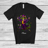 MacnyStore - Personalized Custom Name Mardi Gras Alligator Cosplay; Lovely Mardi Gras Beads Carnival Parades T-Shirt