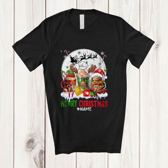 MacnyStore - Personalized Custom Name Merry Christmas; Amazing X-mas Moon Coffee With Lunch Lady Tools; Family T-Shirt