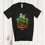 MacnyStore - Personalized Custom Name Christmas Squad; Adorable Elf Family Squad 2025; Snowing X-mas Group T-Shirt