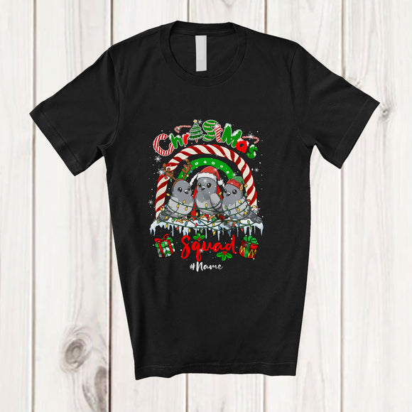 MacnyStore - Personalized Custom Name Christmas Squad; Joyful Three Pigeon Collection Rainbow; Animal T-Shirt