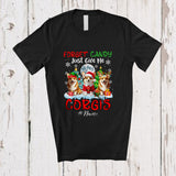 MacnyStore - Personalized Custom Name Forget Candy Give Me Corgis; Lovely Christmas Three Corgis Santa Elf T-Shirt