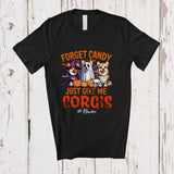 MacnyStore - Personalized Custom Name Forget Candy Give Me Corgis; Lovely Halloween Three Corgis Boo Witch T-Shirt