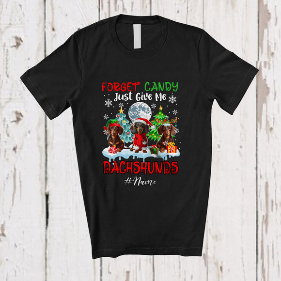MacnyStore - Personalized Custom Name Forget Candy Give Me Dachshunds; Lovely Christmas Family Group T-Shirt