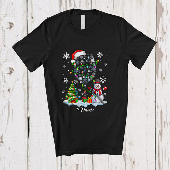 MacnyStore - Personalized Custom Name Glass Of Wine Shape Christmas Snow; Lovely Snowman Drinking T-Shirt