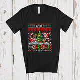 MacnyStore - Personalized Custom Name I Want A Dachshund For Christmas; Cheerful Sweater Dabbing Santa T-Shirt