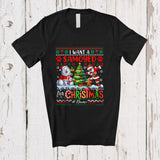 MacnyStore - Personalized Custom Name I Want A Samoyed For Christmas; Cheerful Sweater Dabbing Santa T-Shirt
