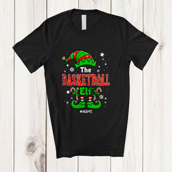 MacnyStore - Personalized Custom Name The Basketball Elf; Wonderful Christmas Elf Family; Sport Playing Player T-Shirt