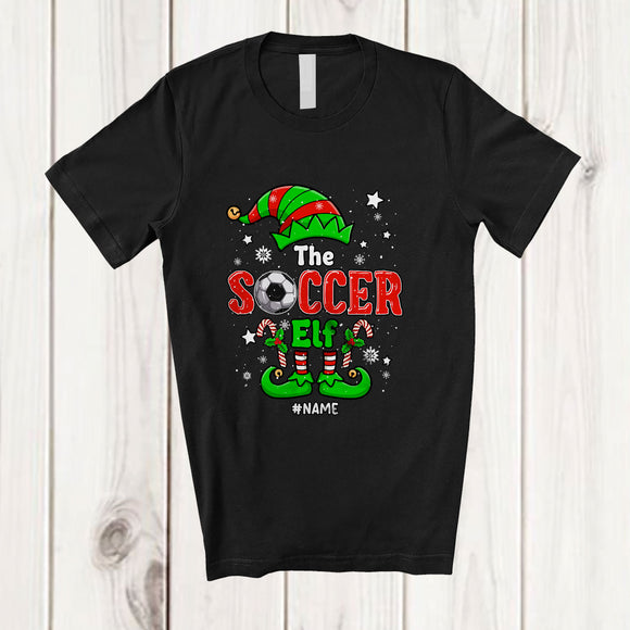 MacnyStore - Personalized Custom Name The Soccer Elf; Wonderful Christmas Elf Family; Sport Playing Player T-Shirt