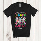 MacnyStore - Personalized Custom Name Favorite Bunnies Call Me Dentist; Lovely Easter Three Bunnies In Eggs T-Shirt