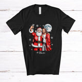 MacnyStore - Personalized Custom Name Jesus And Santa Selfie; Humorous Christmas Moon; Family Friends Group T-Shirt