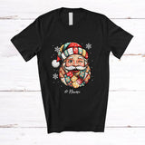 MacnyStore - Personalized Custom Name Santa Face Snowing; Humorous Christmas Pajama Family Group T-Shirt