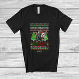 MacnyStore - Personalized Custom Name Overstimulated But Festive; Merry Christmas Sweater Santa Opossum Feral T-Shirt