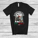 MacnyStore - Personalized Custom Name Overstimulated But Festive; Merry Christmas Santa Opossum Feral Animal T-Shirt
