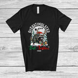 MacnyStore - Personalized Custom Name Overstimulated But Festive; Merry Christmas Santa Raccoon Feral Animal T-Shirt