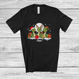 MacnyStore - Personalized Custom Name Three Santa Elf Snake; Amusing Christmas Moon Snowing Animal T-Shirt