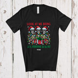 MacnyStore - Personalized Custom Name Look At Me Being All Festive; Sarcastic Christmas Three Santa Skeletons T-Shirt