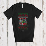 MacnyStore - Personalized Custom Name Look At Me Being All Festive; Joyful Christmas Sweater Three Santa Skeletons T-Shirt