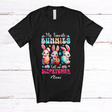 MacnyStore - Personalized Custom Name Favorite Bunnies Call Me Dispatcher; Lovely Three Easter Bunny Eggs T-Shirt