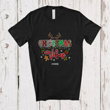 MacnyStore - Personalized Custom Name Christmas Vibes; Lovely Lights Reindeer Gingerbread Leopard Plaid T-Shirt