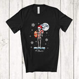 MacnyStore - Personalized Custom Name Skeleton Holding Candy Cane; Humorous Christmas Moon; Snow Family T-Shirt