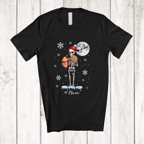 MacnyStore - Personalized Custom Name Skeleton Holding Cookie; Humorous Christmas Moon; Baking Baker T-Shirt