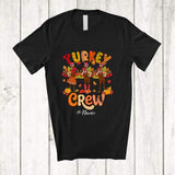 MacnyStore - Personalized Custom Name Turkey Crew; Sarcastic Thanksgiving Fall Leaves; Women Girls Family T-Shirt