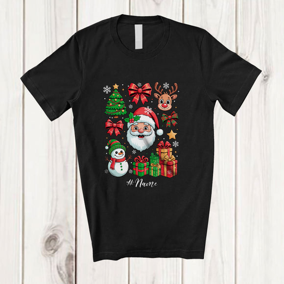 MacnyStore - Personalized Custom Name Santa Snowman Bow Tie Christmas Collection; Lovely X-mas Family T-Shirt