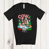MacnyStore - Personalized Custom Name Cow Moo; Amazing Christmas Lights Santa Cow Snowman; Farm Farmer T-Shirt