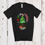 MacnyStore - Personalized Custom Name Fla La Mingo; Awesome Christmas Tree Santa Flamingo; Family Group T-Shirt