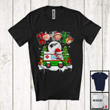 MacnyStore - 3Ho; Amazing Christmas Plaid Santa Driving Ambulance Driver; X-mas Moon Tree Snowing T-Shirt