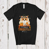 MacnyStore - Personalized Custom Name Happy Corgsgiving; Adorable Thanksgiving Pilgrim Corgi Owner Pumpkin T-Shirt