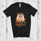 MacnyStore - Personalized Custom Name Happy Pigsgiving; Adorable Thanksgiving Pilgrim Pig Farm Farmer Pumpkin T-Shirt