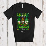 MacnyStore - Personalized Custom Name Chilling With Teacher Crew; Proud St. Patrick's Day Three Irish Gnomes T-Shirt